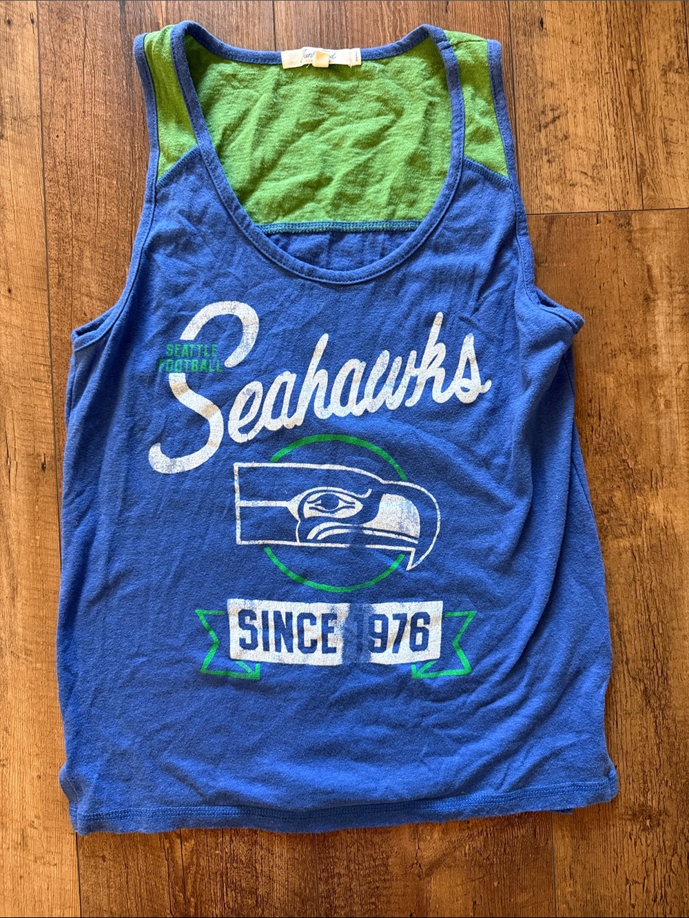 Junk Food Clothing Blue & Green Seahawks Tank Top